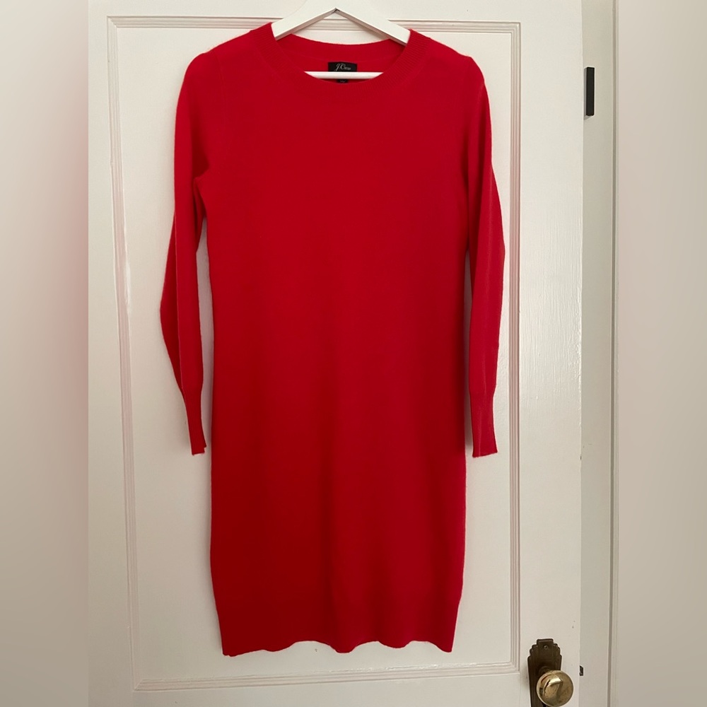 J. Crew XS 100% Cashmere Red Sweater Dress